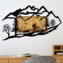 Wallity Bicycle Riding in Nature 1 - Escultura de Pared de Madera y Metal en Nogal y Negro